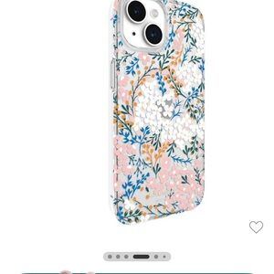 Kate Spade iPhone 15 pro MagSafe Clear Floral Phone Case - Pink, Blue, Gold